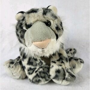 K&M Snow Leopard Cub Black Grey White Cat Plush Stuffed Animal Baby Cheetah 13"